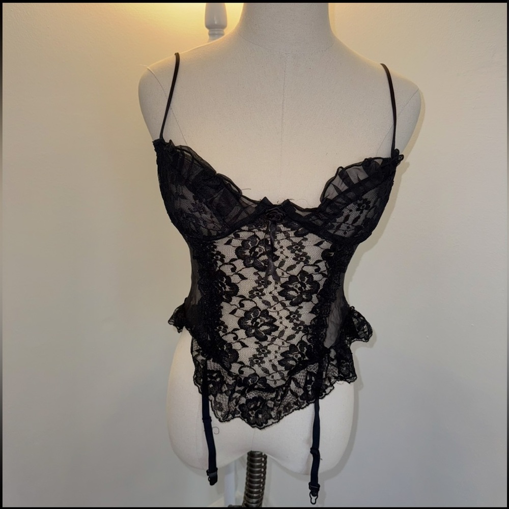 Alana Gale Intimates Vintage Women’s Medium Black Lingerie Lace Top